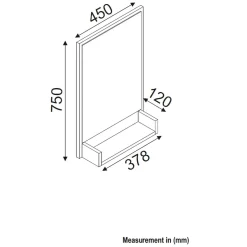 Specchio Nero Trasparente Mensola Inclusa Forma Rettangolare 45x75h cm, Tipologia a Parete - Ticineto