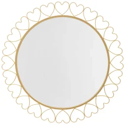 Specchio oro Trasparente Cornice con Cuori Forma Rotondo 80x80h cm, Tipologia a Parete - Fatatoza