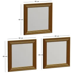 Specchio oro Trasparente Modulabile set da 3 40x40h cm, Forma Rettangolare - Ferno