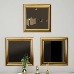 Specchio oro Trasparente Modulabile set da 3 40x40h cm, Forma Rettangolare - Ferno
