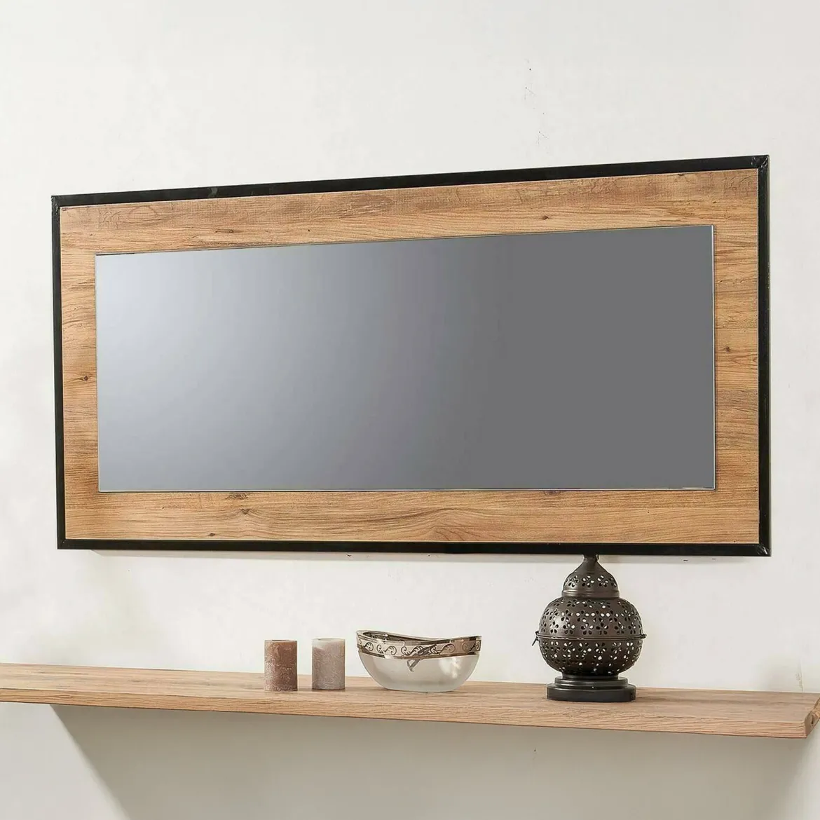 Specchio quercia e nero 110x60h cm - Piaggine