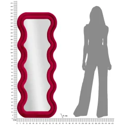 Specchio Rosa Trasparente Cornice Ondulata Effetto Velluto Forma Rettangolare 60x160h cm, Tipologia a Parete - Allen