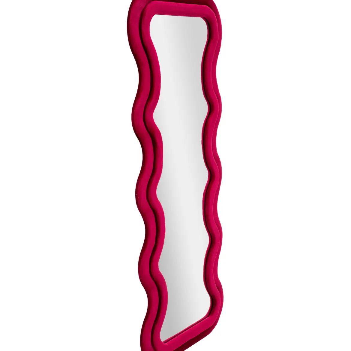 Specchio Rosa Trasparente Cornice Ondulata Effetto Velluto Forma Rettangolare 60x160h cm, Tipologia a Parete - Allen