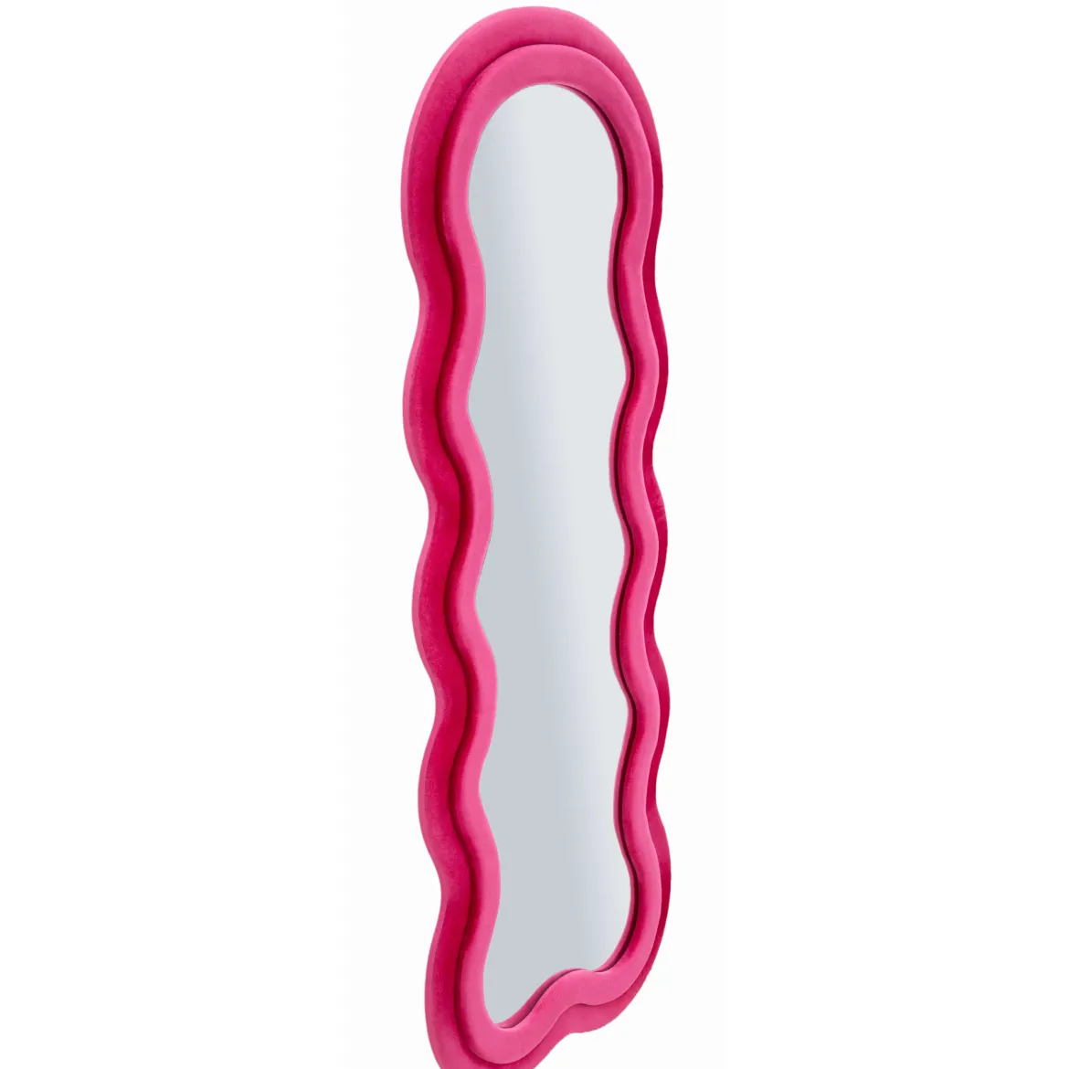 Specchio Rosa Trasparente Cornice Ondulata Effetto Velluto Forma Rettangolare 60x160h cm, Tipologia a Parete - Marylin