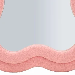 Specchio Rosa Trasparente Cornice Ondulata Tessuto Teddy Forma Rettangolare 60x160h cm, Tipologia a Parete - Marylin