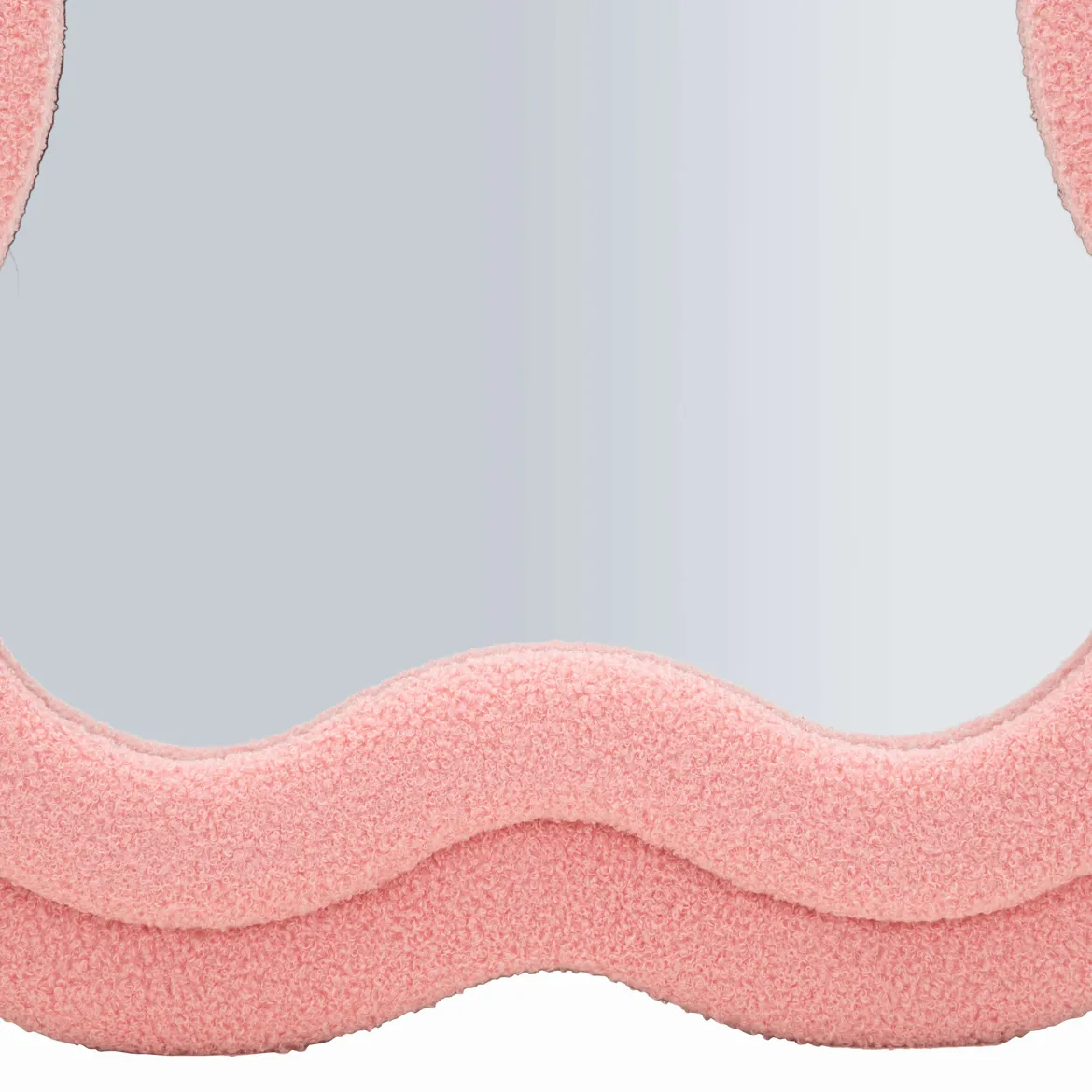 Specchio Rosa Trasparente Cornice Ondulata Tessuto Teddy Forma Rettangolare 60x160h cm, Tipologia a Parete - Marylin