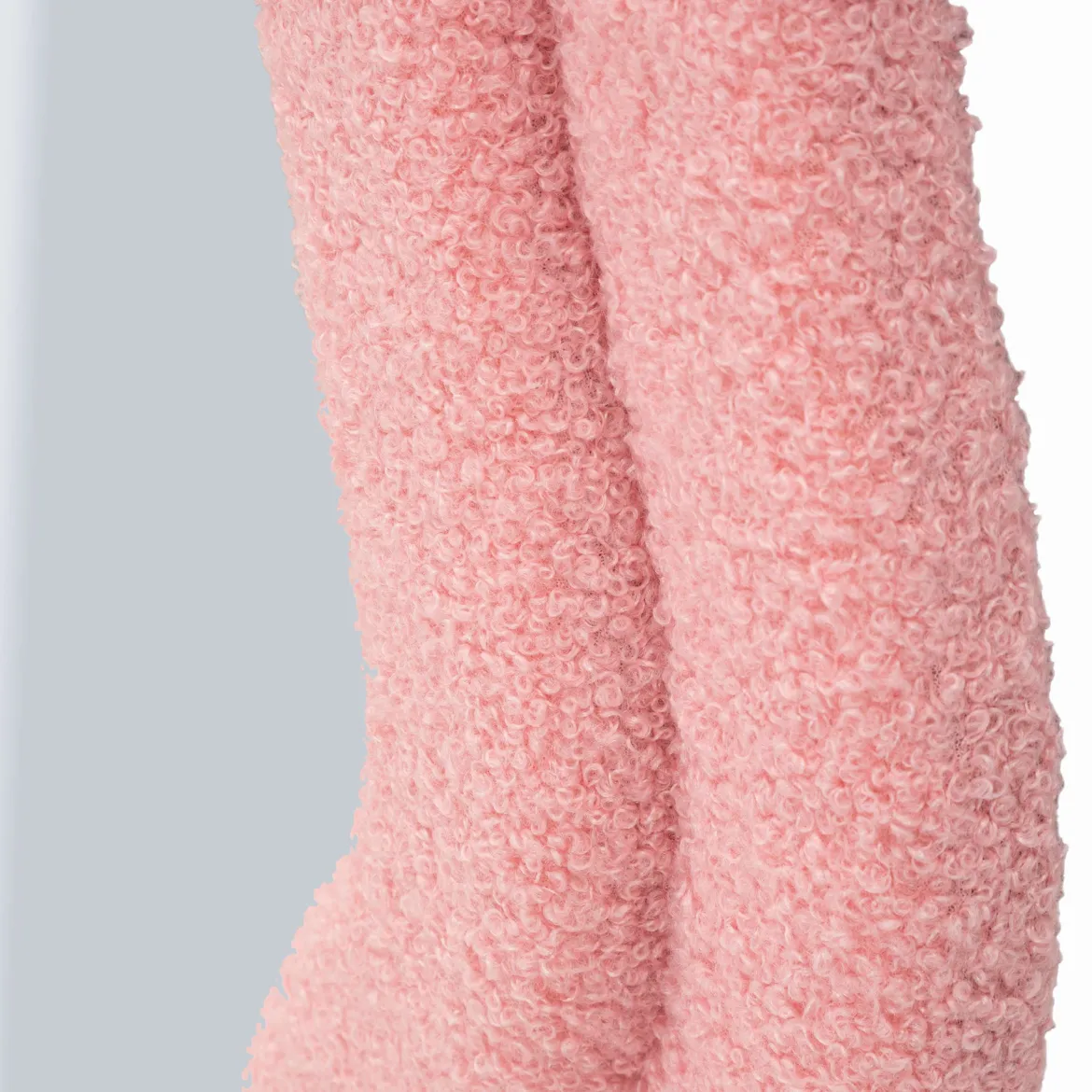 Specchio Rosa Trasparente Cornice Ondulata Tessuto Teddy Forma Rettangolare 60x160h cm, Tipologia a Parete - Marylin