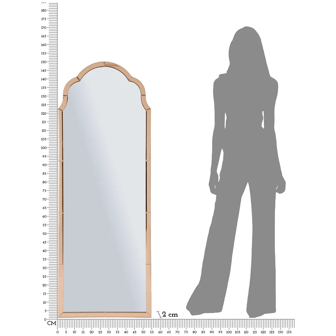 Specchio Rosa Trasparente Cornice Sagomata Forma Rettangolare 62x100h cm, Tipologia a Parete - Gamera