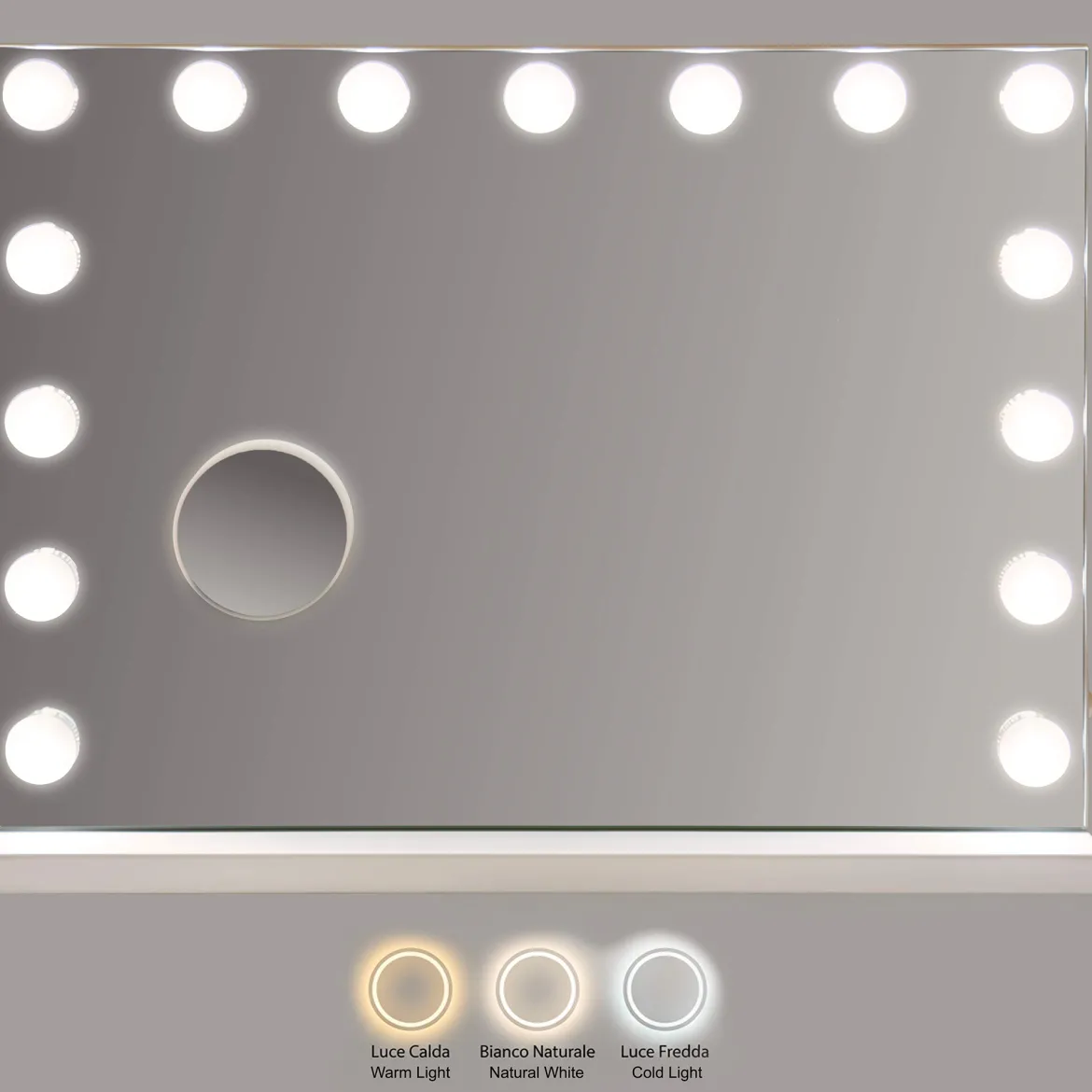 Specchio Trasparente Lampadine Incluse Forma Rettangolare 61x47h cm, Tipologia a Parete - Galiseri