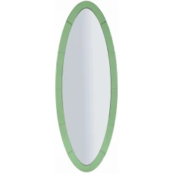 Specchio Verde Trasparente Forma Ovale Tipologia a Parete 55x150h cm, Colore Struttura Trasparente - Trakai