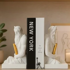 Statua Bianco oro Statua Fermalibro Colore Struttura oro, - Faropa