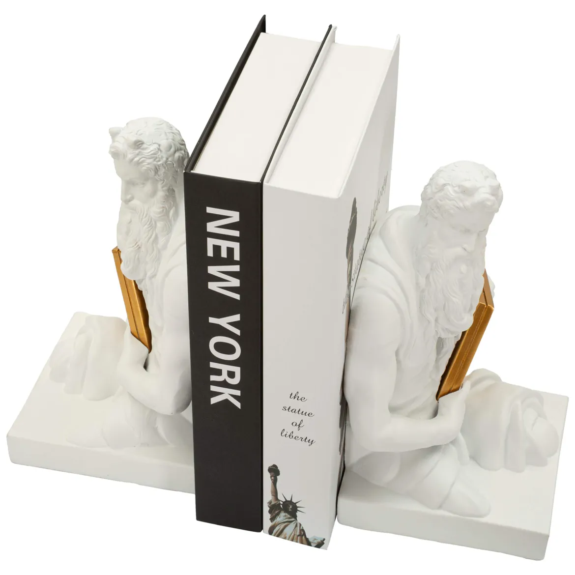 Statua Bianco oro Statua Fermalibro Colore Struttura oro, - Faropa