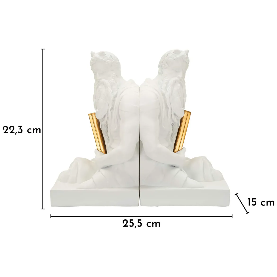 Statua Bianco oro Statua Fermalibro Colore Struttura oro, - Faropa