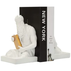 Statua Bianco oro Statua Fermalibro Colore Struttura oro, - Faropa