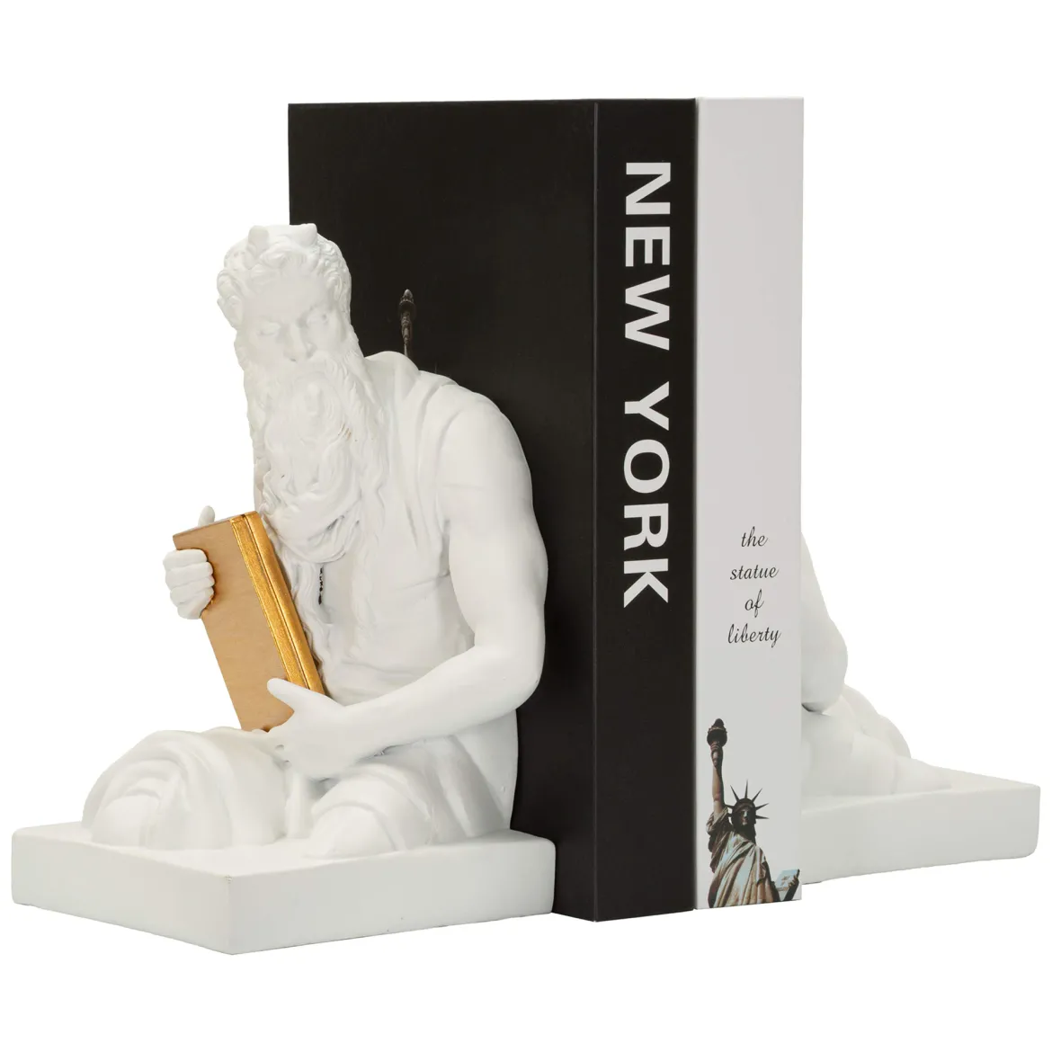 Statua Bianco oro Statua Fermalibro Colore Struttura oro, - Faropa