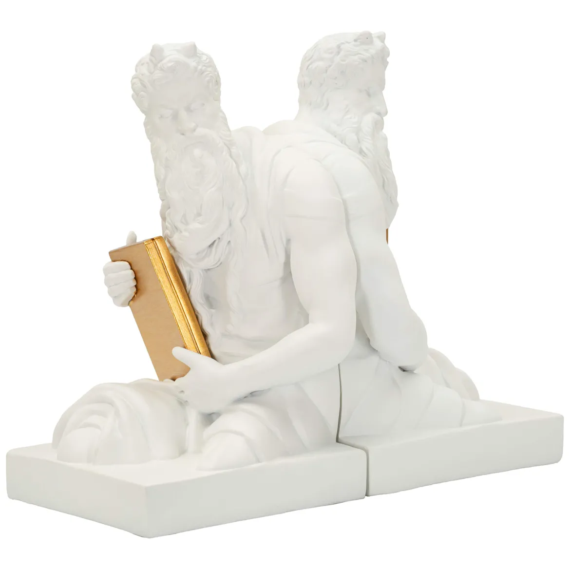 Statua Bianco oro Statua Fermalibro Colore Struttura oro, - Faropa