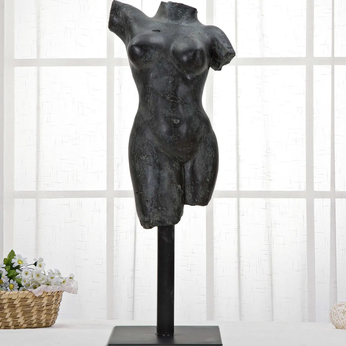Statua Nero Busto Scultura Classica, - Atlin
