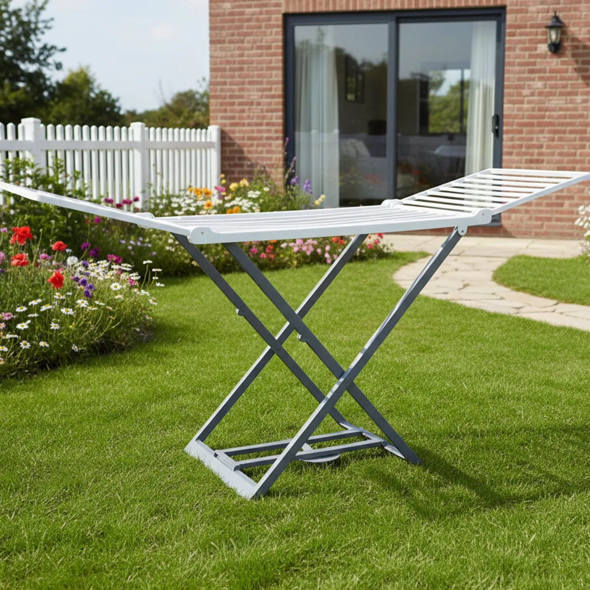 Stendibiancheria Bianco Grigio Stendibiancheria Colore Struttura Grigio, Made in Italy - Betts