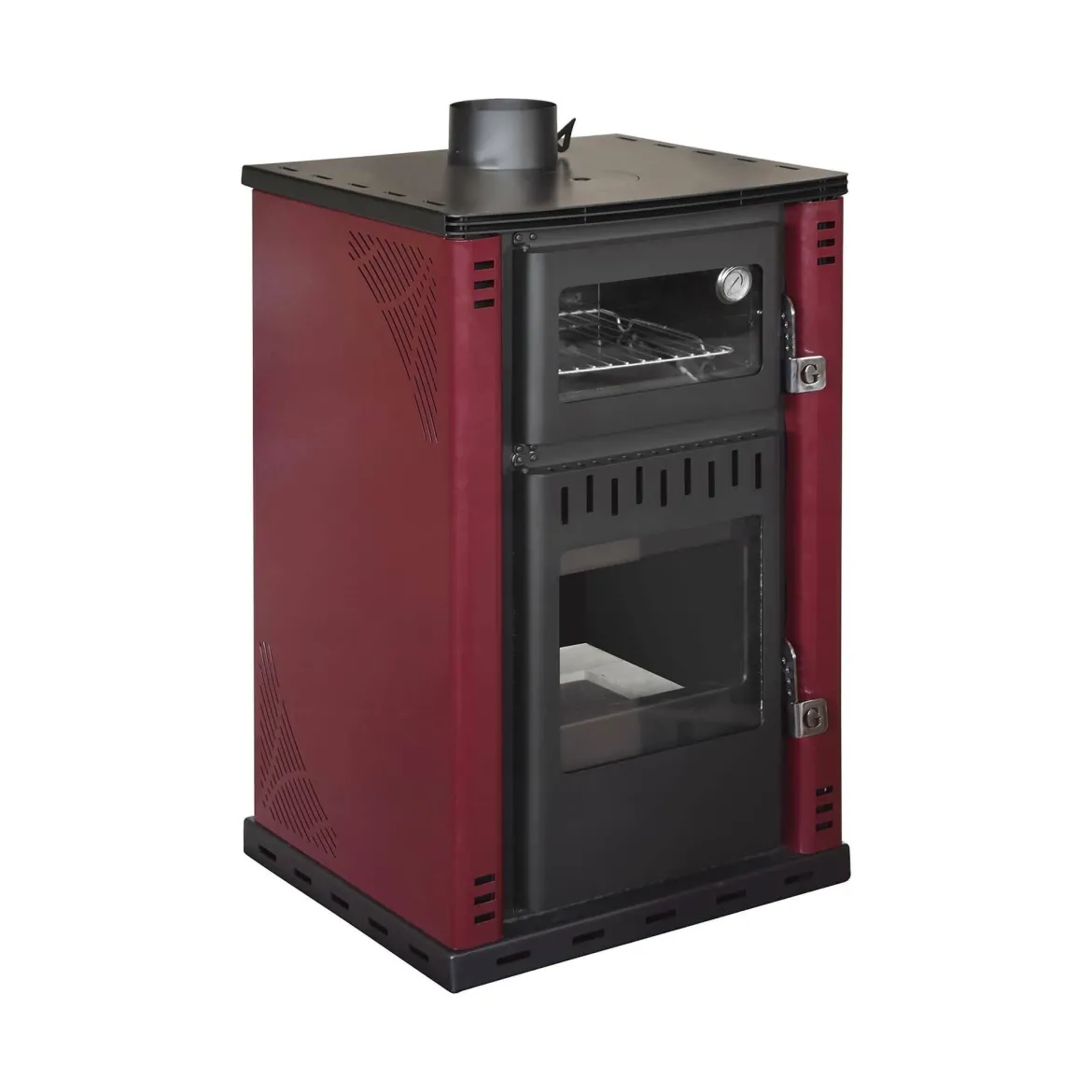Stufa a legna Aragona, 62x62 h102 cm, Rosso
