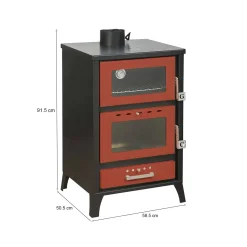 Stufa a legna Catena, 59x51 h92 cm, Rosso