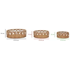 Svuotatasche Marrone set da 3 in Rattan, - Famorite