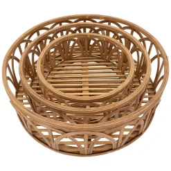 Svuotatasche Marrone set da 3 in Rattan, - Famorite