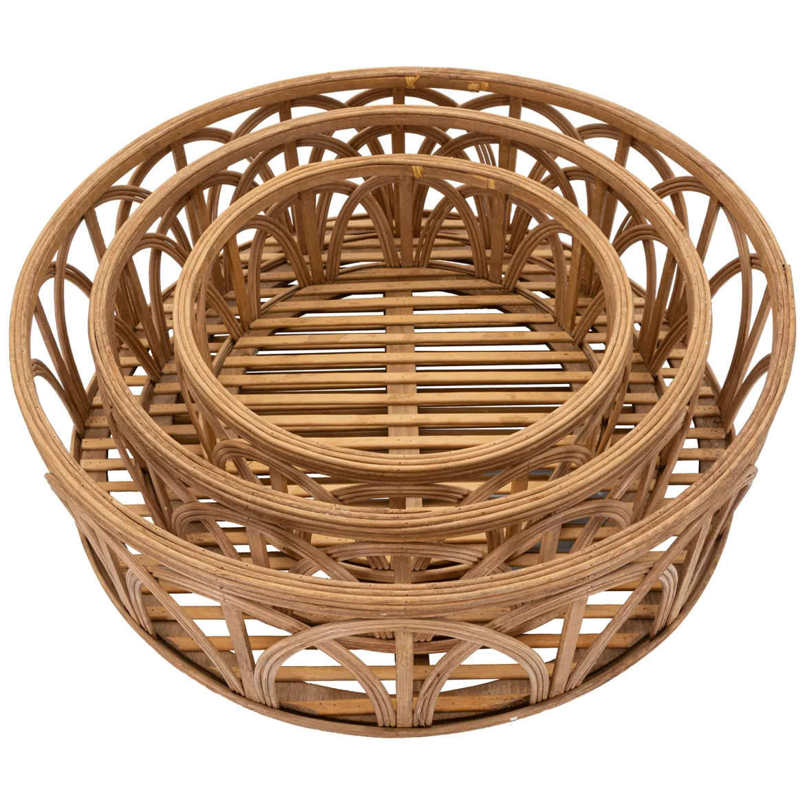 Svuotatasche Marrone set da 3 in Rattan, - Famorite