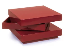 Tavolino con doppio ripiano rotante in MDF laccato rosso lucido