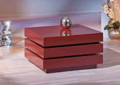Tavolino con doppio ripiano rotante in MDF laccato rosso lucido