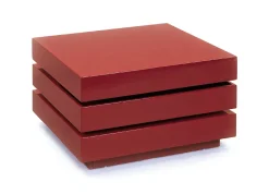 Tavolino con doppio ripiano rotante in MDF laccato rosso lucido