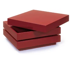 Tavolino con doppio ripiano rotante in MDF laccato rosso lucido