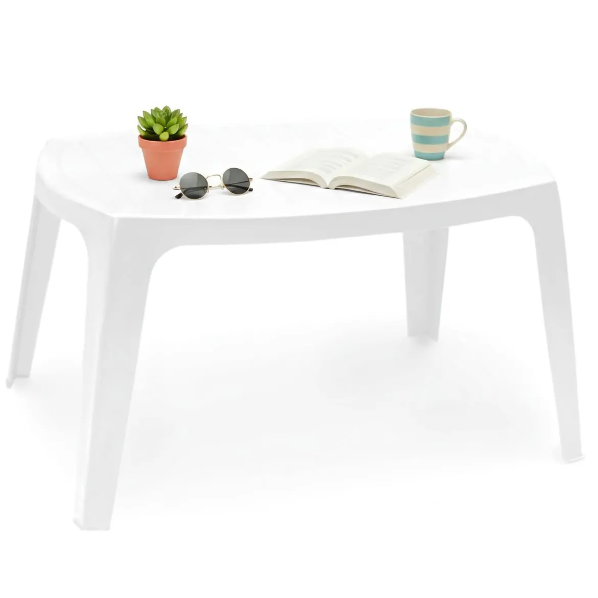 Tavolino da Esterno Bianco 2 Posti Rotondo 46x40x38h cm, Finitura Effetto Liscio Made in Italy - Crudup