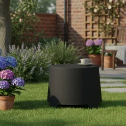 Tavolino da Esterno Nero Antracite 2 Posti 46x40x38h cm, Made in Italy - Crudup