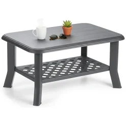 Tavolino da Esterno Nero Antracite 2 Posti 90x60x46h cm, Made in Italy - Ucria