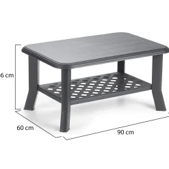 Tavolino da Esterno Nero Antracite 2 Posti 90x60x46h cm, Made in Italy - Ucria