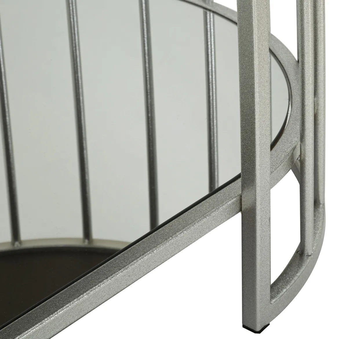 Tavolino da Salotto Argento Trasparente un Vano Forma Ovale 90x50x45h cm, Colore Ripiano Trasparente - Fafa