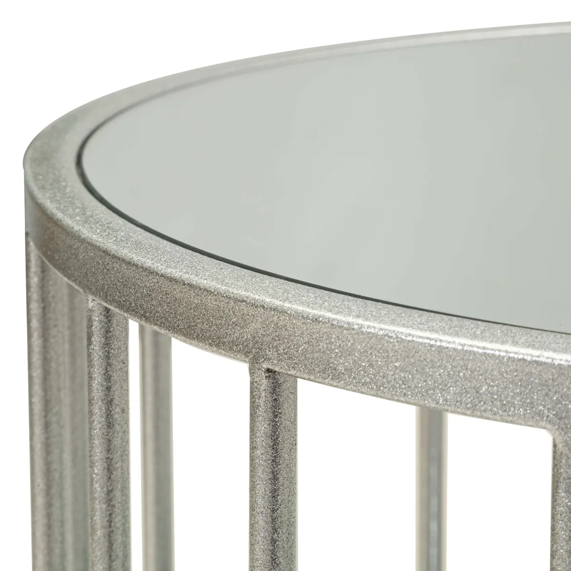 Tavolino da Salotto Argento Trasparente un Vano Forma Ovale 90x50x45h cm, Colore Ripiano Trasparente - Fafa