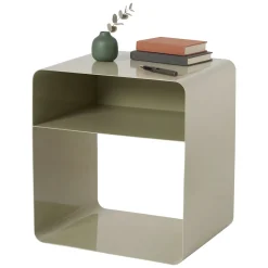 Tavolino da Salotto Beige Effetto Lucido 2 Vani 45x50x56h cm, Forma Rettangolare - Cannobio