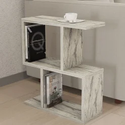 Tavolino da Salotto Beige Marmo 2 Vani Forma Rettangolare 45x17x51h cm, Sfumatura Colore Ripiano Marmo - Tarzo