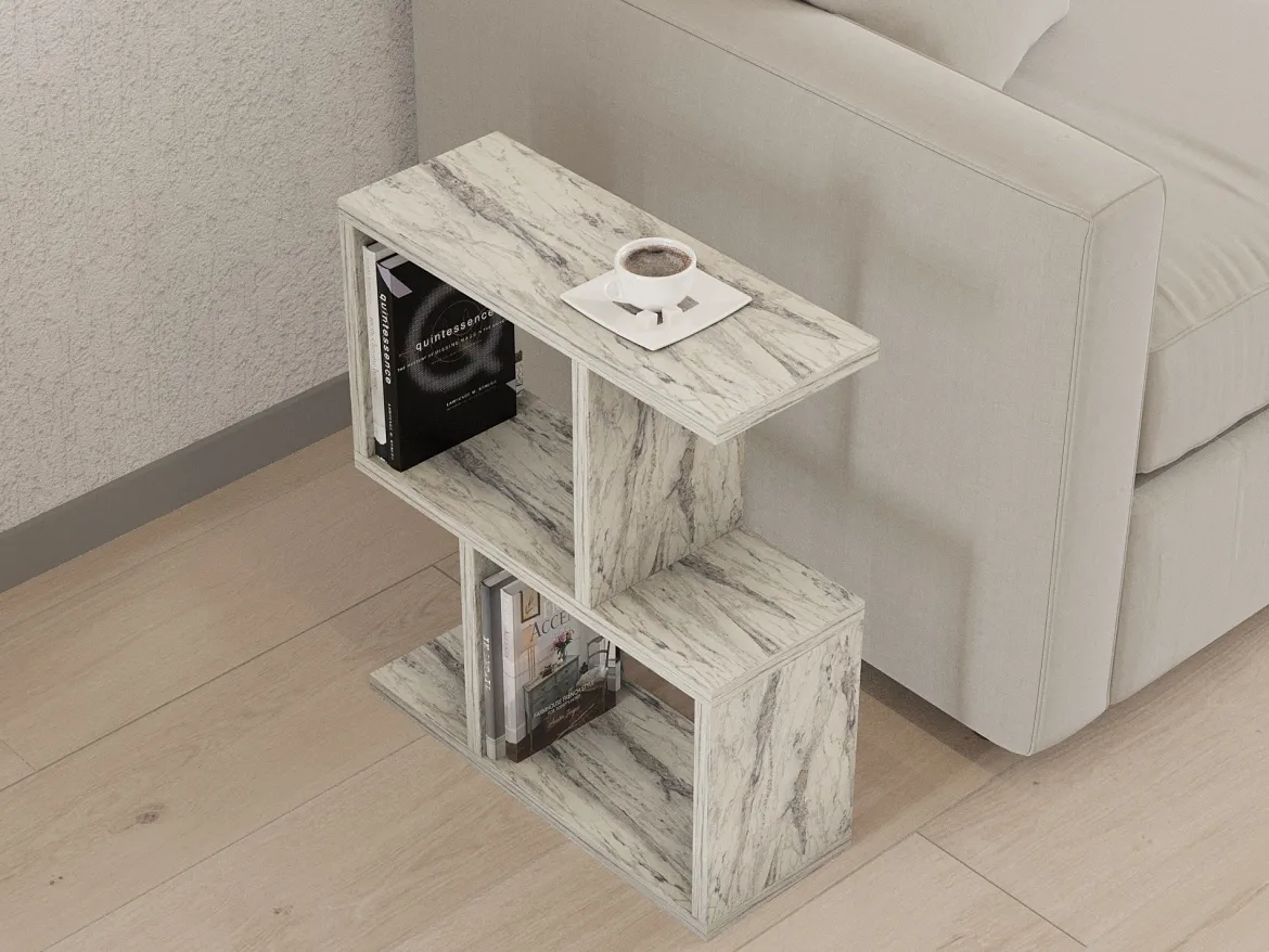 Tavolino da Salotto Beige Marmo 2 Vani Forma Rettangolare 45x17x51h cm, Sfumatura Colore Ripiano Marmo - Tarzo