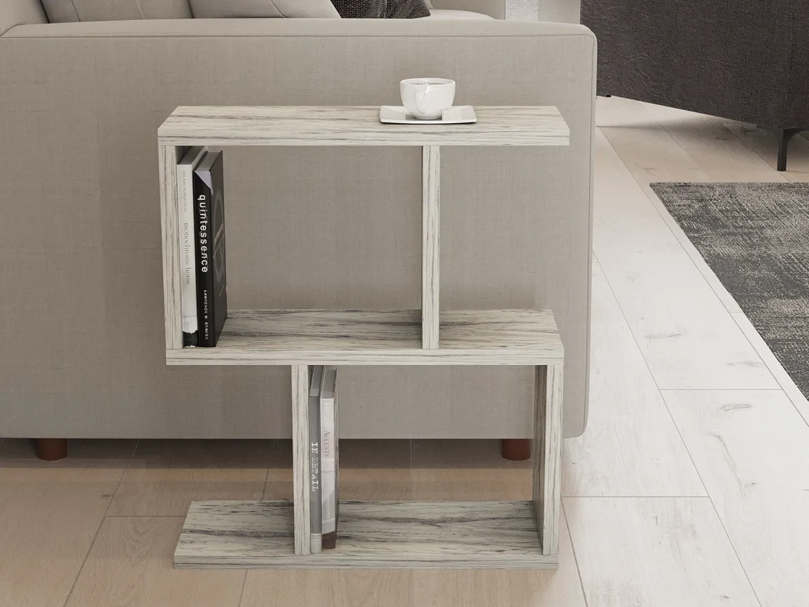 Tavolino da Salotto Beige Marmo 2 Vani Forma Rettangolare 45x17x51h cm, Sfumatura Colore Ripiano Marmo - Tarzo