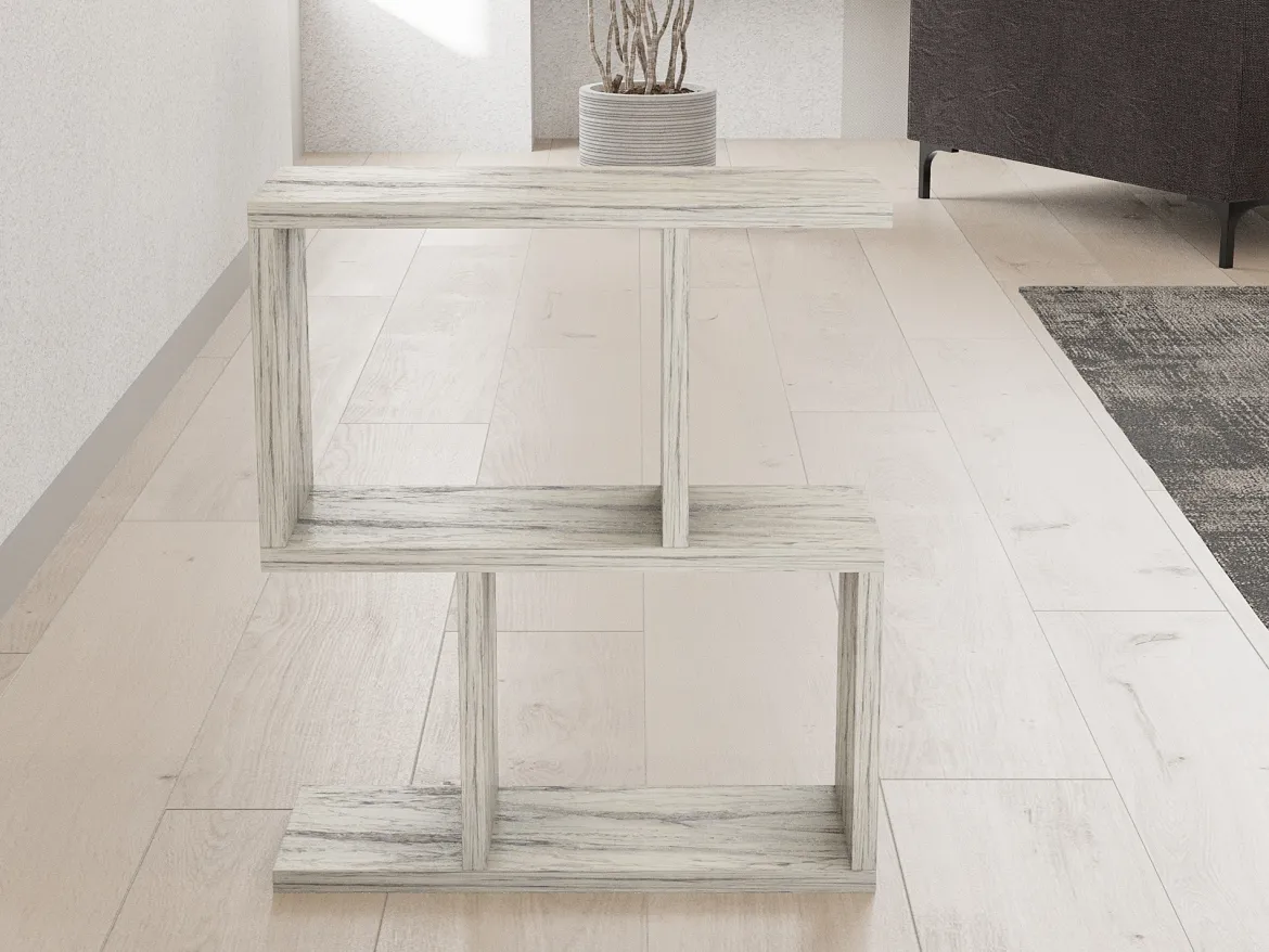 Tavolino da Salotto Beige Marmo 2 Vani Forma Rettangolare 45x17x51h cm, Sfumatura Colore Ripiano Marmo - Tarzo