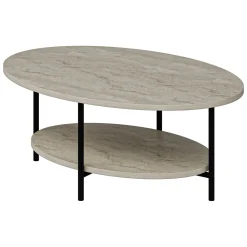 Tavolino da Salotto Beige Marmo un Vano Forma Rettangolare 87x50x32h cm, Sfumatura Colore Ripiano Marmo - Piuro