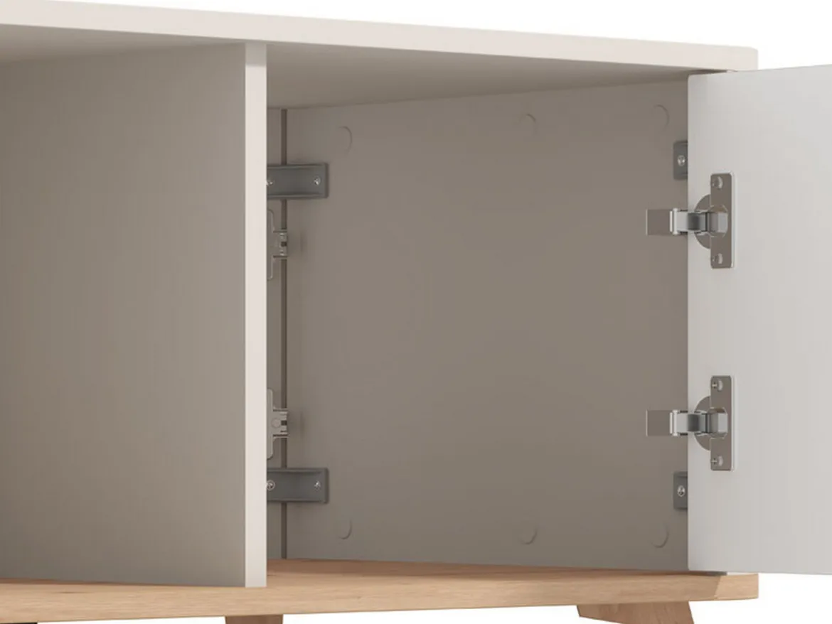 Tavolino da Salotto Beige Marrone Rovere con Piedini un Vano 101x54.5x46h cm, Forma Rettangolare - Patu