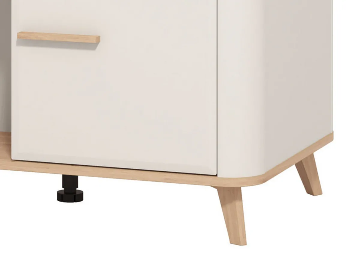 Tavolino da Salotto Beige Marrone Rovere con Piedini un Vano 101x54.5x46h cm, Forma Rettangolare - Patu