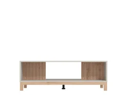 Tavolino da Salotto Beige Marrone Rovere con Piedini un Vano 120.5x54.5x41h cm, Forma Rettangolare - Leguzzano