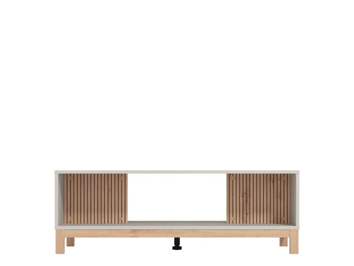 Tavolino da Salotto Beige Marrone Rovere con Piedini un Vano 120.5x54.5x41h cm, Forma Rettangolare - Leguzzano