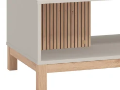 Tavolino da Salotto Beige Marrone Rovere con Piedini un Vano 120.5x54.5x41h cm, Forma Rettangolare - Leguzzano