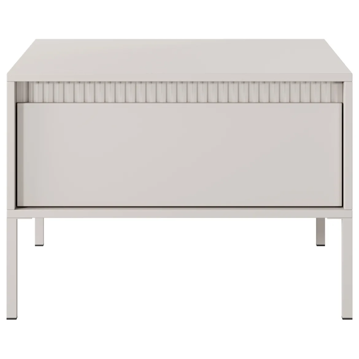 Tavolino da Salotto Beige un Cassetto con Piedini 68x48x68h cm, Forma Quadrato - Kasinela