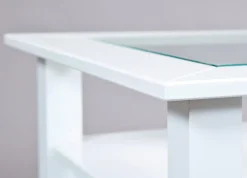 Tavolino da Salotto Bianco 2 Cassetti Portariviste 115x60x45h cm, un Vano - Minturno